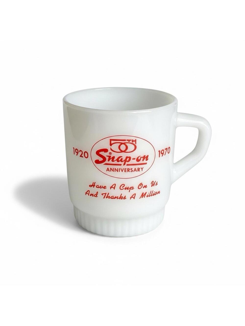 Vintage Fire King Snap-on Tools 50th Anniversary Mug 1920-1970 Milk Glass